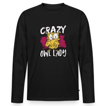 Owlets Nocturnal Bird Lover Owl Lady Birds Of Prey - Men's Premium Organic Long Sleeve Shirt - black - Front - Nico (187cm)