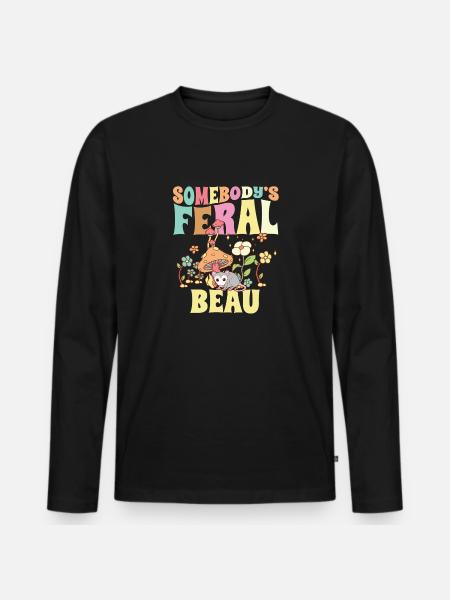 Somebody's Feral Beau Opossum Boyfriend - Men's Premium Organic Long Sleeve Shirt - black