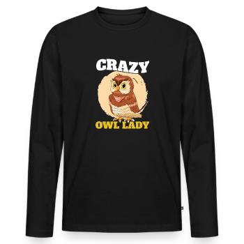Owl Lady Owl Fan Owlet Nocturnal Bird Ornithologis - Men's Premium Organic Long Sleeve Shirt - black - Front - Nico (187cm)