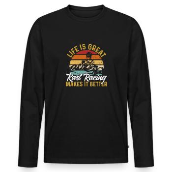 Go Kart Racing Karting Karting - Men's Premium Organic Long Sleeve Shirt - black - Front - Nico (187cm)