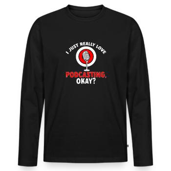 Podcaster Podcast - Men's Premium Organic Long Sleeve Shirt - black - Front - Nico (187cm)