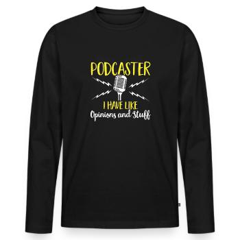 Podcaster Podcast - Men's Premium Organic Long Sleeve Shirt - black - Front - Nico (187cm)