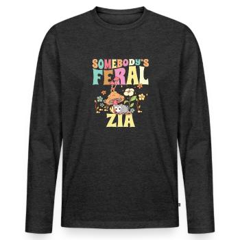 Somebody's Feral Zia Italian Aunt Wild Family - Männer Premium Bio Langarmshirt - Anthrazit meliert - Vorne - Nico (187cm)