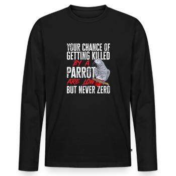 Graupapagei African Grey Parrot Papagei - Men's Premium Organic Long Sleeve Shirt - black - Front - Nico (187cm)