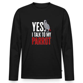 Graupapagei African Grey Parrot Papagei - Men's Premium Organic Long Sleeve Shirt - black - Front - Nico (187cm)
