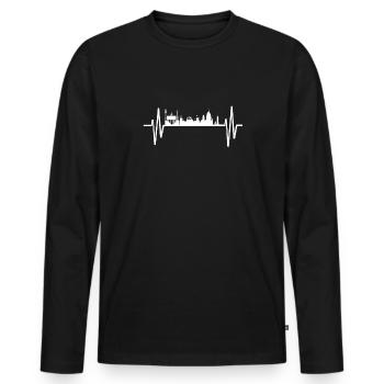 Heartbeat Berlin ECG Ligne de coeur - T-shirt manches longues Premium bio Homme - noir - Devant - Nico (187cm)