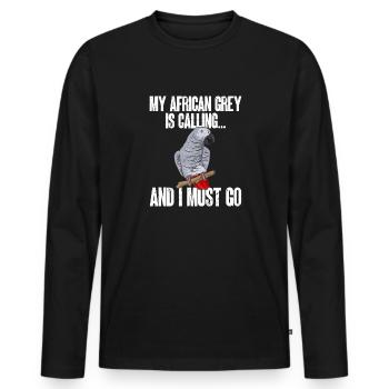 Graupapagei African Grey Parrot Papagei - Men's Premium Organic Long Sleeve Shirt - black - Front - Nico (187cm)