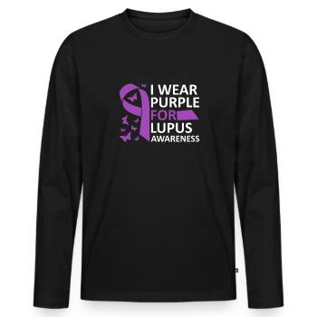 Ich Trage Lila Für Lupus Awareness Lupus Warrior - Männer Premium Bio Langarmshirt - Schwarz - Vorne - Nico (187cm)