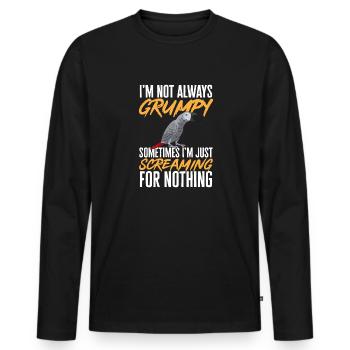 Graupapagei African Grey Parrot Papagei - Männer Premium Bio Langarmshirt - Schwarz - Vorne - Nico (187cm)