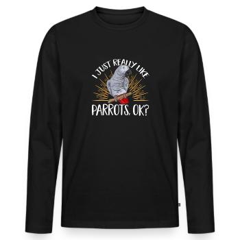 Graupapagei African Grey Parrot Papagei - Men's Premium Organic Long Sleeve Shirt - black - Front - Nico (187cm)