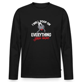 Graupapagei African Grey Parrot Papagei - Men's Premium Organic Long Sleeve Shirt - black - Front - Nico (187cm)