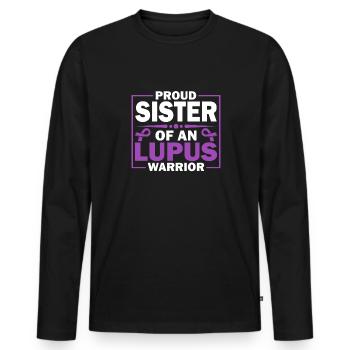 Lupus Awareness Proud Sister of One - Men's Premium Organic Long Sleeve Shirt - black - Front - Nico (187cm)