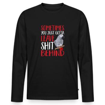 Graupapagei African Grey Parrot Papagei - Men's Premium Organic Long Sleeve Shirt - black - Front - Nico (187cm)