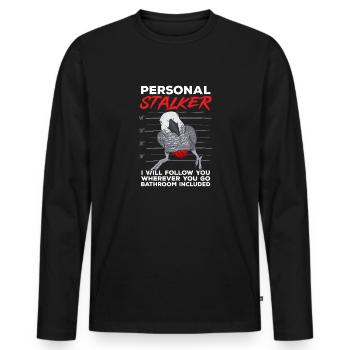 Graupapagei African Grey Parrot Papagei - Men's Premium Organic Long Sleeve Shirt - black - Front - Nico (187cm)