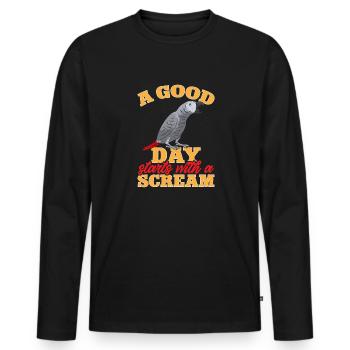 Graupapagei African Grey Parrot Papagei - Männer Premium Bio Langarmshirt - Schwarz - Vorne - Nico (187cm)