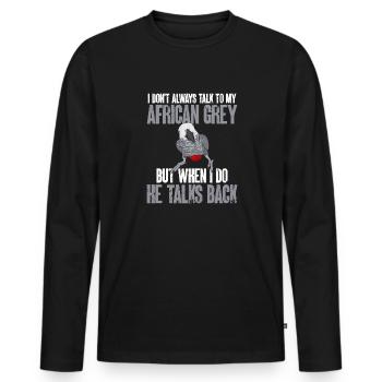 Graupapagei African Grey Parrot Papagei - Men's Premium Organic Long Sleeve Shirt - black - Front - Nico (187cm)