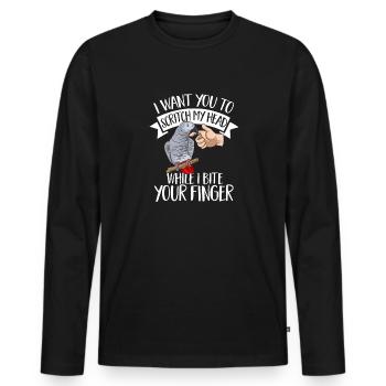 Graupapagei African Grey Parrot Papagei - Männer Premium Bio Langarmshirt - Schwarz - Vorne - Nico (187cm)