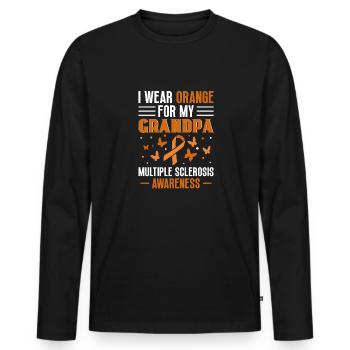 I wear orange for my grandpa multiples - Men's Premium Organic Long Sleeve Shirt - black - Front - Nico (187cm)