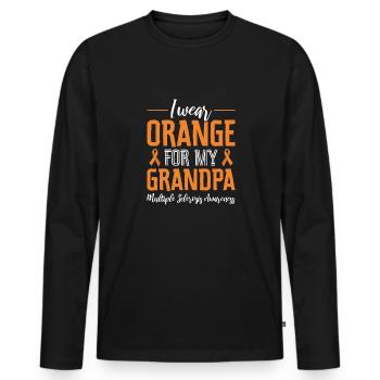 I wear orange for my grandpa multiples - Men's Premium Organic Long Sleeve Shirt - black - Front - Nico (187cm)