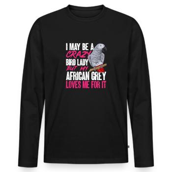 Graupapagei African Grey Parrot Papagei - Männer Premium Bio Langarmshirt - Schwarz - Vorne - Nico (187cm)