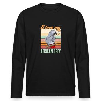 Graupapagei African Grey Parrot Papagei - Männer Premium Bio Langarmshirt - Schwarz - Vorne - Nico (187cm)