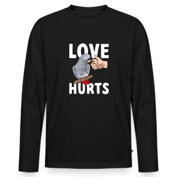 Graupapagei African Grey Parrot Papagei - Men's Premium Organic Long Sleeve Shirt - black - Front - Nico (187cm)