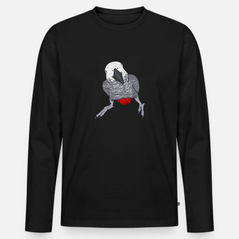 Graupapagei African Grey Parrot Papagei - Männer Premium Bio Langarmshirt - Schwarz