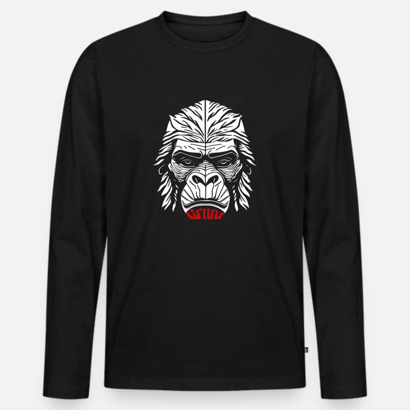 Knurren - Männer Premium Bio Langarmshirt - Schwarz