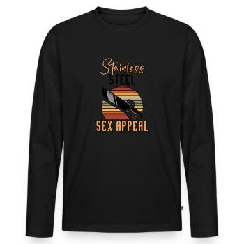 Funny Knife Collector Edelstahl Sex Appeal - Männer Premium Bio Langarmshirt - Schwarz - Vorne - Nico (187cm)