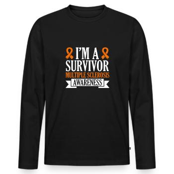 I am a survivor - awareness of - Men's Premium Organic Long Sleeve Shirt - black - Front - Nico (187cm)