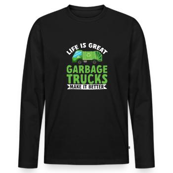 Garbage trucks, garbage day, garbage collection - Men's Premium Organic Long Sleeve Shirt - black - Front - Nico (187cm)