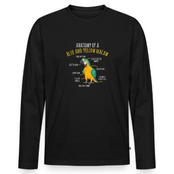 Yellow-breasted Macaw Parrot Blue And Yellow Macaw - Men's Premium Organic Long Sleeve Shirt - black - Front - Nico (187cm)