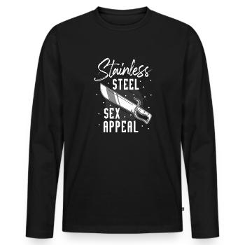 Funny Knife Collector Edelstahl Sex Appeal - Männer Premium Bio Langarmshirt - Schwarz - Vorne - Nico (187cm)