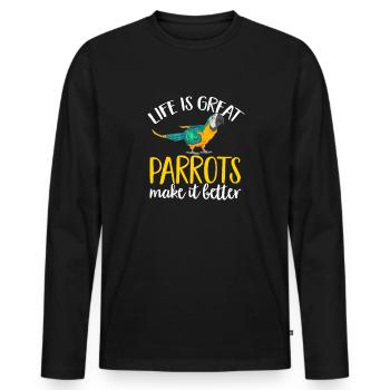 Yellow-breasted Macaw Parrot Blue And Yellow Macaw - Men's Premium Organic Long Sleeve Shirt - black - Front - Nico (187cm)