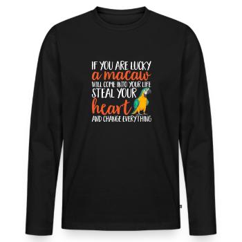 Gelbbrustara Papagei Blue And Yellow Macaw - Männer Premium Bio Langarmshirt - Schwarz - Vorne - Nico (187cm)