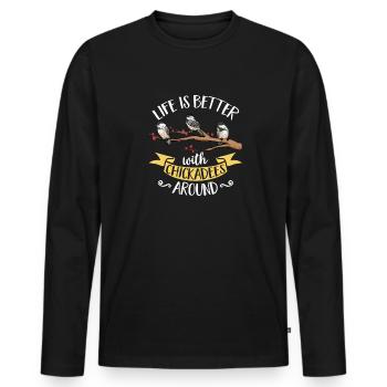 Observation des oiseaux mésanges - T-shirt manches longues Premium bio Homme - noir - Devant - Nico (187cm)
