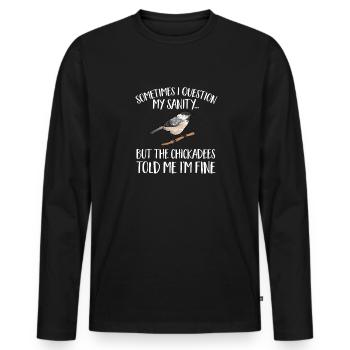 Observation des oiseaux mésanges - T-shirt manches longues Premium bio Homme - noir - Devant - Nico (187cm)