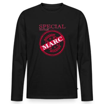 Je m’appelle Marc, je m’appelle Marc Idée cadeau spéciale - T-shirt manches longues Premium bio Homme - noir - Devant - Nico (187cm)