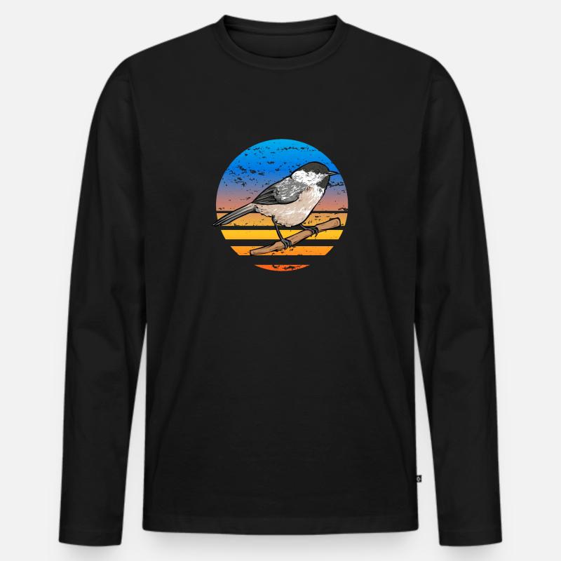 Meise Vogel Chickadee Vogelbeobachtung - Männer Premium Bio Langarmshirt - Schwarz