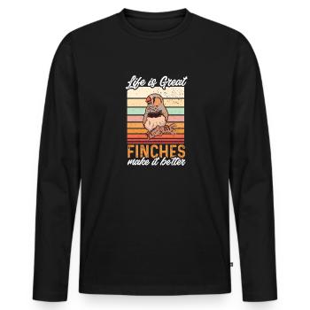 Zebrafinken Vogel Zebrafink - Männer Premium Bio Langarmshirt - Schwarz - Vorne - Nico (187cm)
