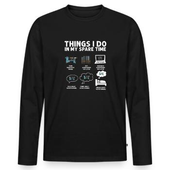 Woodturning Woodturning Wood Lathe Lathe - Men's Premium Organic Long Sleeve Shirt - black - Front - Nico (187cm)