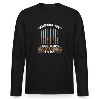 Turning Wood Lathe Lathe - Men's Premium Organic Long Sleeve Shirt - black - Front - Nico (187cm)