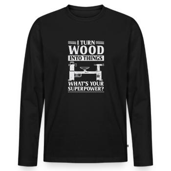 Turning Wood Lathe Lathe - Men's Premium Organic Long Sleeve Shirt - black - Front - Nico (187cm)