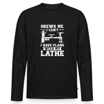 Turning Wood Lathe Lathe - Men's Premium Organic Long Sleeve Shirt - black - Front - Nico (187cm)