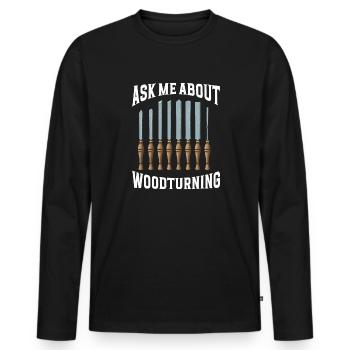 Turning Wood Lathe Lathe - Men's Premium Organic Long Sleeve Shirt - black - Front - Nico (187cm)