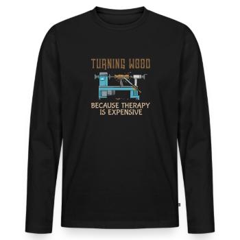 Turning Wood Lathe Lathe - Men's Premium Organic Long Sleeve Shirt - black - Front - Nico (187cm)