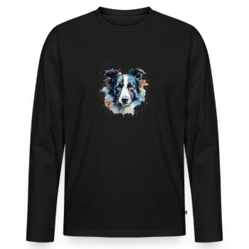 Border Collie - Men's Premium Organic Long Sleeve Shirt - black - Front - Nico (187cm)