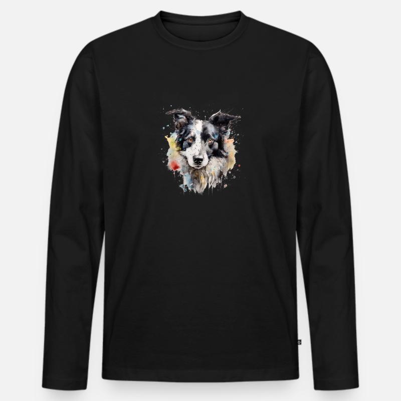 Border Collie - Männer Premium Bio Langarmshirt - Schwarz