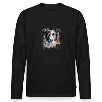 Border Collie - Men's Premium Organic Long Sleeve Shirt - black - Front - Nico (187cm)