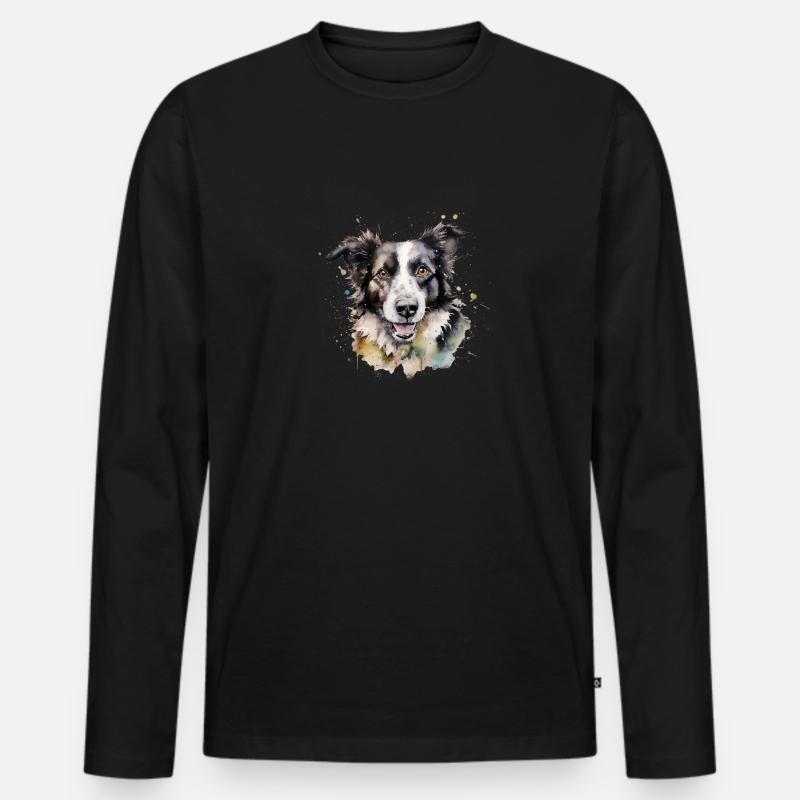 Border Collie - Männer Premium Bio Langarmshirt - Schwarz